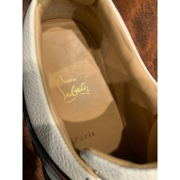 Christian Louboutin White Leather Vida Viva Lace-Up Sneakers, Sz 13 (US) 46 (IT) - Picture 5 of 10